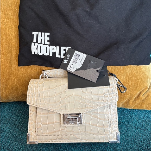 THE KOOPLES LEATHER EMILY BAG ecru MOCK CROC - Picture 2 of 9